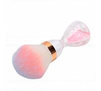 ZJchao Nail Dust Brush Manicure Dust Brush Nail Powder Ultra Soft Fiber Gradient Color Hourglass Base with Built in Particles for Professional Salon Home Makeup Blush Appli (Blue)