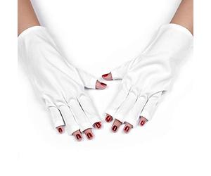 ZJchao Nail Gloves Uv Light, 1 Pair of Uv Conservation Gloves, White with Manicures for Nail Tech for Gel Manicures for Women Men Protect Hands
