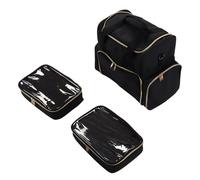 ZJchao Nail Polish Organizer Bag Large Capacity Multi Layer Drawer Style Manicure Toolbox Makeup Case Black Portable Travel Friendly Durable Storage Solution for Nail Artists Pro