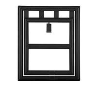 ZJchao Pet Door, Cat Dog Door Magnetic Locking Flap for Screen Window Gate with Interior Exterior Two Pieces Easy Install (Black #01)