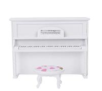 ZJchao Piano, 1:12 Doll House Accessories Upright Piano Model Toy Dollhouse Miniatures Toy with Stool Simulation Furniture (White)