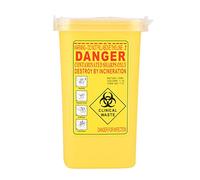 ZJchao Plastic Sharps Container, 1L Waste Box for Needle Disposal with Puncture Shell, Flip Top Lid, Portable Design for and Supplies (Yellow)
