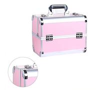 ZJchao Portable, Large Space Cosmetic Train Case for Beauty Hairdressing Nail Art Tattoo with a Multilayer Design for Items Classification (Pink)