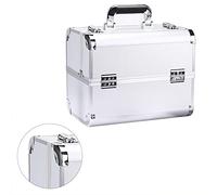 ZJchao Portable, Large Space Cosmetic Train Case for Beauty Hairdressing Nail Art Tattoo with a Multilayer Design for Items Classification (Silver)
