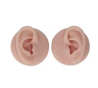 ZJchao Practice Human Earring Silicone Human Ear Model for Piercing Practice, High Simulation Ear Training Model with Acrylic Stand for Beginners and Professionals - 1 Pair (Medium Skin Color)