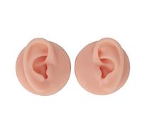 ZJchao Practice Human Earring Silicone Human Ear Model for Piercing Practice, High Simulation Ear Training Model with Acrylic Stand for Beginners and Professionals - 1 Pair (Light Skin)