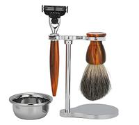 ZJchao Professional Men Shaving Kit 4pcs Traditional Manual Set with Stainless Steel Bowl Shaving Brush Holder for Dry Tidy Storage