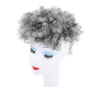 ZJchao Puff Curly Hair Bun with Bangs Seamless Fit Easy to Wear Drawstring Messy Short Curly Bun Hair Piece for Daily Party Leisure (#1B/Grey)