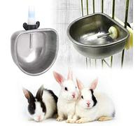 ZJchao Rabbit Water Bowl, 10 Sets Stainless Steel Rabbit Drinker Waterer Automatic Feeder Drinking Water Bowl Feeding Accessories for Marten Fox (Split tee)