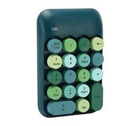 ZJchao Retro Color Round Keycaps 18 Keys Wireless Numeric Keypad for Laptop, USB Receiver, Portable Silent Number Pad, Wireless Distance Up to 33ft, Multifunctional with ABS (Dark Green Color)