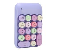 ZJchao Retro Color Round Keycaps 18 Keys Wireless Numeric Keypad for Laptop, USB Receiver, Portable Silent Number Pad, Wireless Distance Up to 33ft, Multifunctional with ABS (Purple Theme)