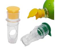 ZJchao Screw Top Lemon Squeezer, Manual Citrus Juicer with Built In Filter Portable Handheld Orange Lime Juicer for Cocktails Drinks Travel Picnics Food Grade Lipstick Size (Yellow+Green)
