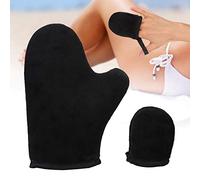 ZJchao Self Tanning Mitt Reusable Tanning Glove Double Sided Design for Even Lotion Application with Thumb Control Soft Comfortable PE Sponge Flocking (Black)