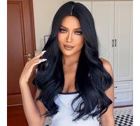 ZJchao Sexy Wavy Black Hair Wigs for Women, Long Curling Hair Wigs with Net Cap, Easy Washable, Fashionable Styles for Cosplay, Parties, Holidays Daily Use, Highly Elastic, (LC345-1)