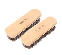 ZJchao Shoe Brush, 2Pcs Wooden Horsehair Shoe Brushes Horse Brush Boot Cleaning Leather Care Protecting Oiling Polishing Tool (Large wood color)