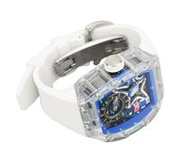 ZJchao Skeleton Tourbillon Automatic Mechanical Watch with Marine Life Design, Transparent Crystal Glass, Men's Luxury Wristwatch