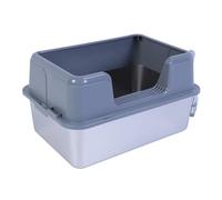 ZJchao Stainless Steel Cat Litter Box, 20L Large High Sided Tray for Indoor Cats, Easy to Clean, Anti Splash Design, Metal Pet Waste Container (Gray)