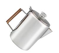 ZJchao Stainless Steel Coffee Pot, V Spout Percolator with Wood Handle and Glass Lid, Fine Filter for Camping Stove Gas Electric Induction Cooktop (9 Cup 1400-2000ML)
