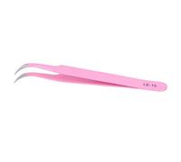 ZJchao Stainless Steel Lash Tweezers Pink Eyelashes Extension Tools for Precise Grafting (LE-15 Corner Angle)