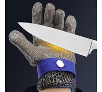 ZJchao Stainless Steel Wire Glove Metal Mesh Glove Cut Resistant Chainmail with 5 Level Cut Protection for Meat Cutting Chainsaw Work (L)