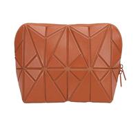 ZJchao Standing Makeup Bag, Foldable PVC Travel Cosmetic Organizer with Hard Base Detachable Divider One Press Open Design for Women On The Go 10.24x7.09x4.33in (Brown)