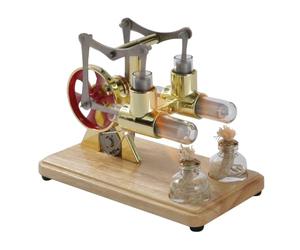 ZJchao Stirling engine motor kits,steam engine model building kits,Steam Engine Kit Cylinder Balance with Oak Baseplate and Drip Craftsmanship for Educational Displays and Children Entertainment(Gold)