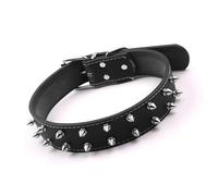 ZJchao Stylish Spiked Dog Collar for Medium to Large Breeds, Adjustable PU Leather Pet Collar with Metal Rivets, Punk Inspired Design for Dogs and Comfortable Fit (Black)