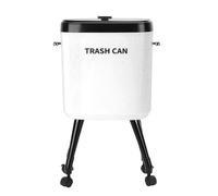ZJchao Tall Trash Can with Wheel Legs, 15L Large Capacity Narrow Garbage Can for Kitchen Bathroom Living Room Office Durable PP ABS Materials Slim Design Sturdy Build (Cream White)