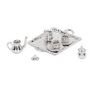 ZJchao Tea Set, Simulation Lifelike Miniature Kit 1/12 Scaled Complete Tea Tray and Accessories for Dollhouse Decoration and Play