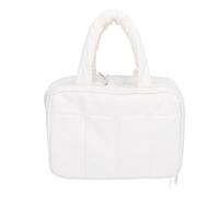 ZJchao Travel Toiletry Bag, Puffy Large Lightweight Cosmetic Makeup Organizer with 4 Compartments and Handle, for Women Accessories Essentials Toiletries Milk White