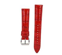 ZJchao Universal Watch Band, Adjustable PU Leather Strap Replacement 18mm, Soft Heat Material with Smooth Polished Edges, for Men Women (Bright Red)