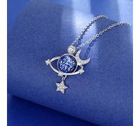 ZJchao Universe Star Necklace for Women Girls Elegant Shiny Zirconia Alloy Adjustable Planet Jewelry Daughter Granddaughter