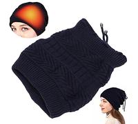 ZJchao USB Heated Wool Beanie Hat, USB Winter Fabric Cord, Thick and Warm, Skull Warming Hat, Circular Loop Scarf for Men and Women