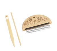 ZJchao Weaving Loom Comb Wooden Loom Comb Big Eye Needle Crochet Hook Kit for Crafts with Bamboo Wood Stainless Steel Tools for Knitting Beginners Professionals (Type 3)