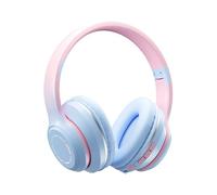ZJchao Wireless Headphones with Microphone BT 5.3 Long Battery Life Foldable Design for Gaming Music Listening Soft Comfortable Ear Cushions LED Light (Blue)