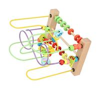 ZJchao Wooden Bead Maze Cube with Fruits Slide and Abacus, Toddler Educational Activity Toy