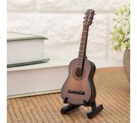 ZJchao Wooden Guitar Decor Model, Handmade Guitar Display, 10CM Size Handcrafted Guitar Ornament for Home Office Desk Stand with Storage Box Blue Brown Options