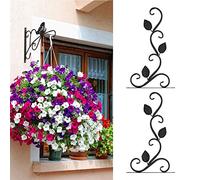 ZJchao Wrought Iron Wall Decor, 2Pcs European Style WallMounted Iron Hanger Hook Decorative Coat Hooks Iron Hooks Plant Bracket Plant Hanger for Flower Pots Garden Decoration Ornament (Black)