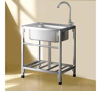 ZJDCQGS Stainless Steel Single Bowl Freestanding Utility Sink Outdoor Camping Garden Sink for Washing