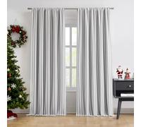 ZJDECOR Striped Full Blackout Curtain Panels for Bedroom Living Room,Black Stripes on White Cotton Blended Drapes 84 Inches Long,Modern Window Treatment,Rod Pocket Back Tab,55" Wx84 Lx2