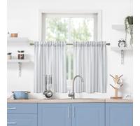 ZJDECOR White Farmhouse Kitchen Curtains Cotton Blended Tier Curtain with Blue Stripes,Light Filtering Country Cafe Curtains for Kitchen Bathroom RV Windows,Rod Pocket,27"Wx36"L(Pack of 2),Blue/White