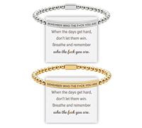 ZJEEACO 2Pcs Remember Who The Fck You Are Bracelet, Inspirational Beaded Chain Bracelet, Handmade Adjustable Jewelry for Women Teens, Suitable for Daily Casual Birthday Party Friend Presents