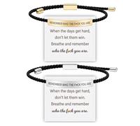 ZJEEACO 2Pcs Remember Who The Fck You Are Bracelet, Inspirational Motivational Woven Bracelet, Adjustable Lightweight Fashion Jewelry for Women Girls, Ideal for Daily Wear Birthday Party Friend Gifts