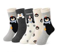 ZJEEACO 5 Pack Penguin Socks Gifts for Men Women, Fun Novelty Cartoon Pattern Multipack, Adults Bird Lovers Presents, Christmas Birthday Secret Santa Stocking Filler Casual Daily Wear