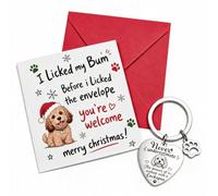 ZJEEACO Dog Mum Gifts, Funny Christmas Card and Best Mum Keyring from the Dog, Gift from the Dogs for Women, Hilarious Xmas Card Keychain for Owner Walker New Puppy Mummy