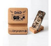 ZJEEACO Gift for Dad Fathers Day, Wooden Phone Tablet Stand for Desktop, Christmas Daddy Gifts, Birthday Presents from Daughter Son for Papa Step Dad Grandad Men Who Have Everything