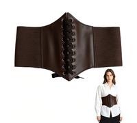 ZJEEACO Pirate Corset Belt for Women, Ladies Underbust Waist Corset with Lace-up, Leather Pirate Costume Accessories for Adult, Elastic Halloween Clothes for Cosplay, Steampunk & Retro Theme Party