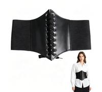 ZJEEACO Pirate Corset Belt for Women, Ladies Underbust Waist Corset with Lace-up, Leather Pirate Costume Accessories for Adult, Elastic Halloween Clothes for Cosplay, Steampunk & Retro Theme Party