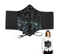 ZJEEACO Pirate Corset Belt for Women, Ladies Underbust Waist Corset with Lace-up, Leather Pirate Costume Accessories for Adult, Elastic Halloween Clothes for Cosplay, Steampunk & Retro Theme Party