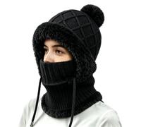 ZJEEACO Snood for Women, Balaclava, Neck Warmer, 3 in 1 Beanie Hat, Fleece Lined Windproof Winter Knitted Thermal Hat, Ladies Cold Weather Outdoor Ski Cycling Face Cover Headwear